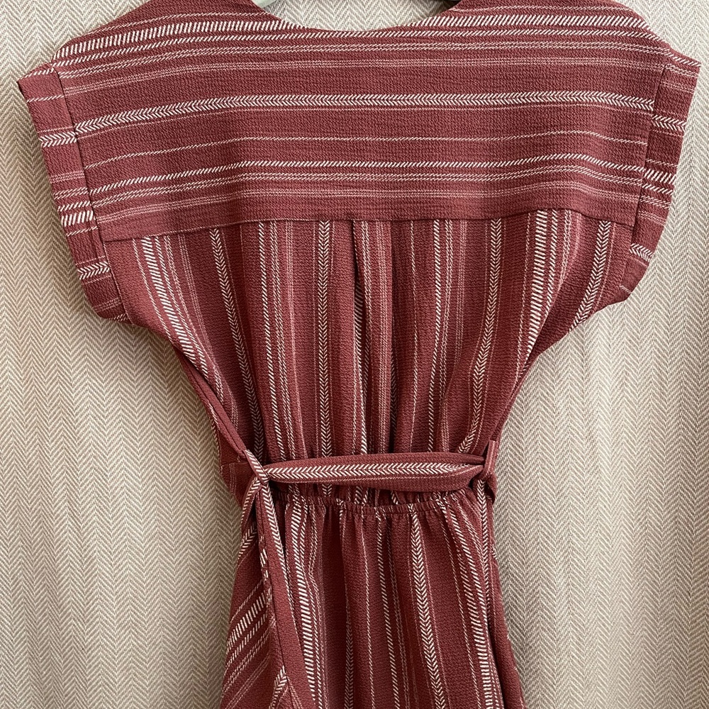 Monteau Dusty Rose Mauve Striped Top